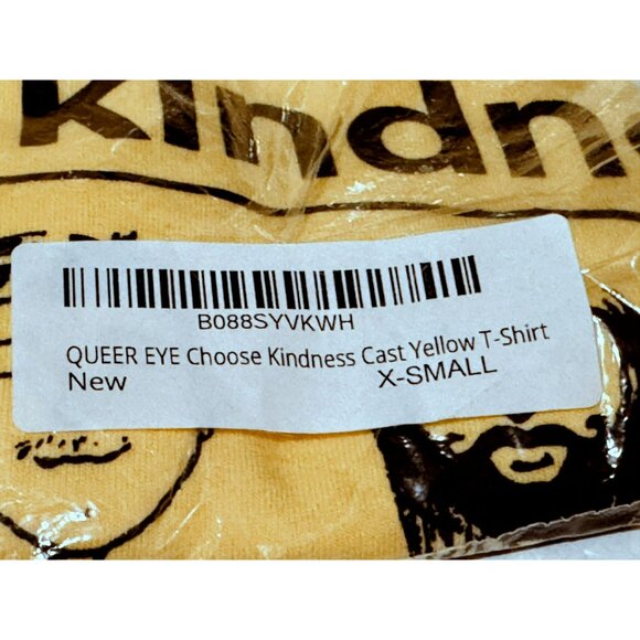 Pride LGBTQ Official Queer Eye Choose Kindness Cast Yellow T-Shirt XS New n Pkg - Picture 3 of 3